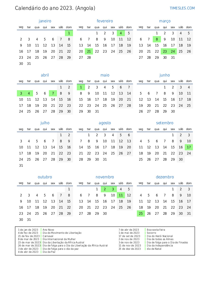 Feriados De 2024 Em Angola - Image to u