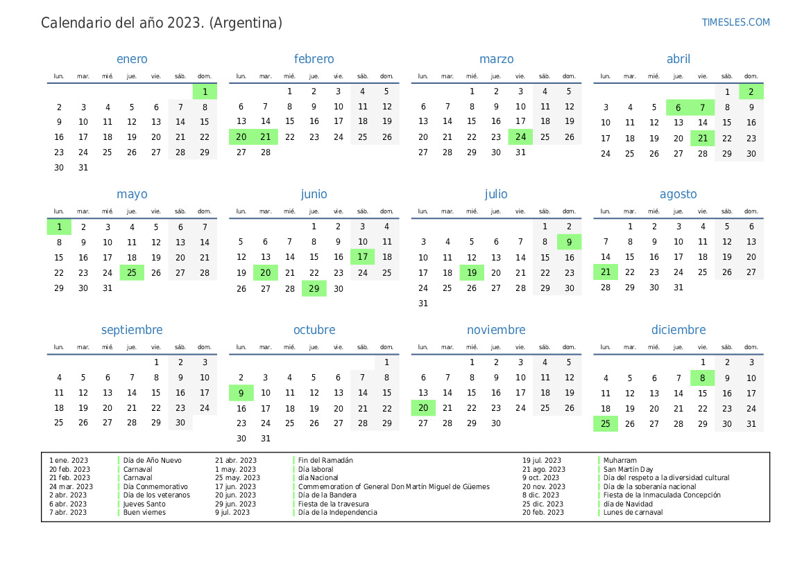Calendar Yearly 2023 L Es Argentina 9 