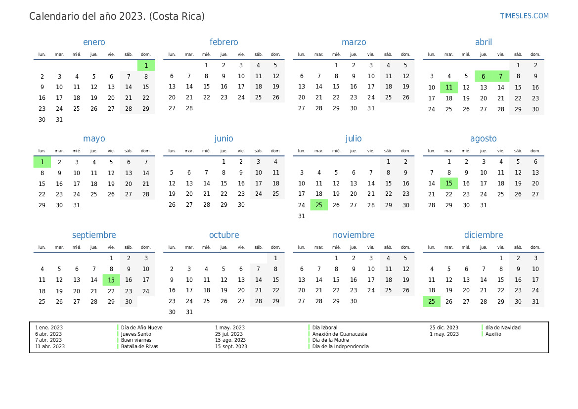 Calendario 2023 Para Imprimir Costa Rica Ld Michel Zbinden Cr IMAGESEE