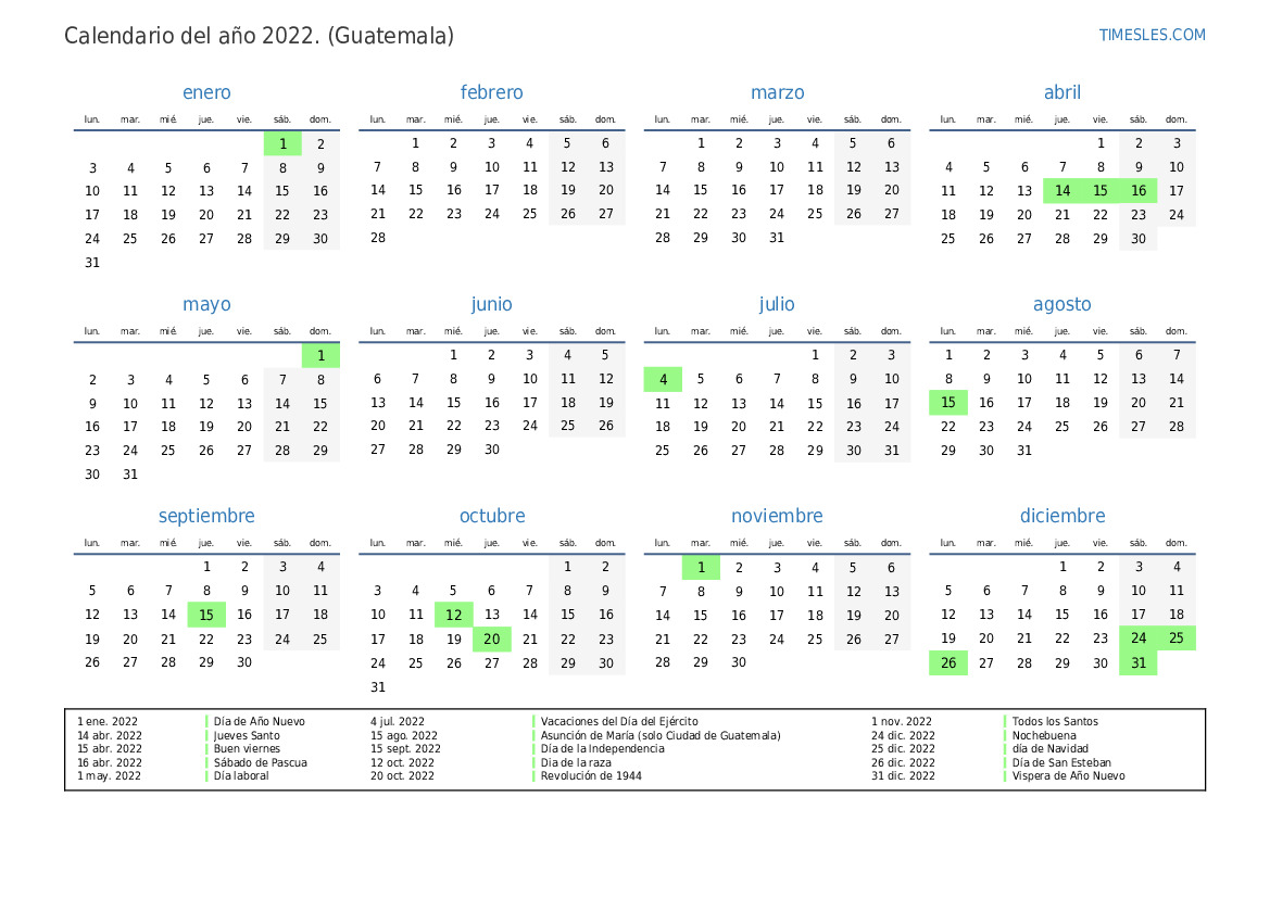 Calendario Festivos Guatemala 2022 Chevy Blazer Image vrogue.co