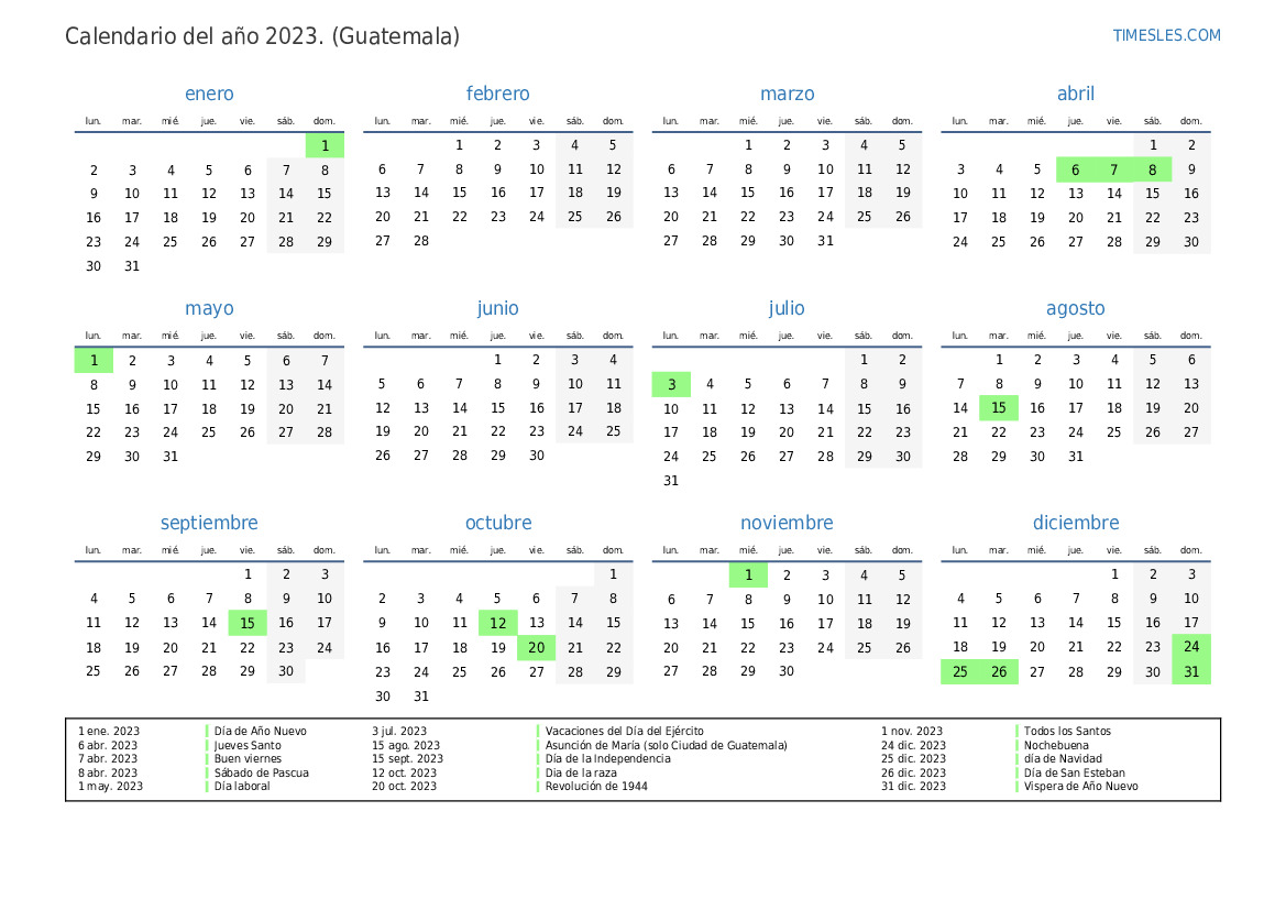 Calendario De Guatemala 2022 Imprimir El Pdf Gratis Mobile Legends