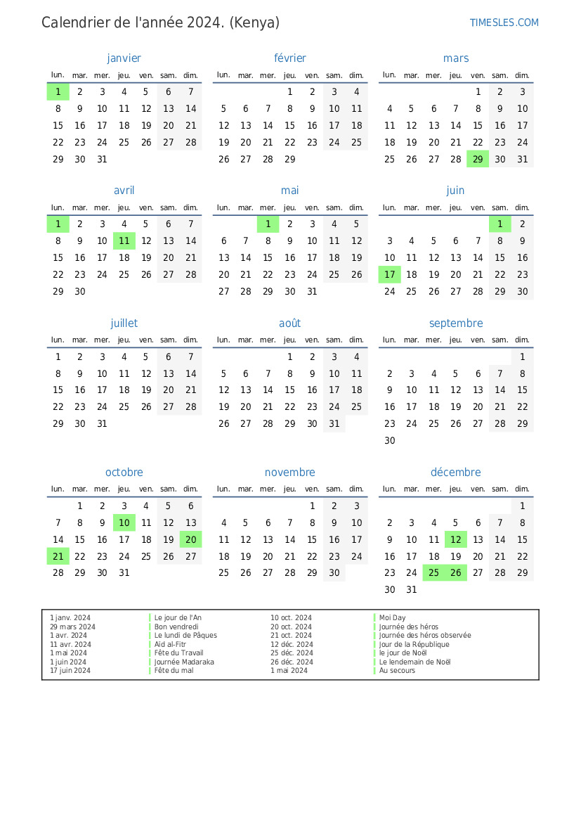 Calendrier 2024 Avec Jours F ri s Au Kenya Imprimer Et T l charger Le calendrier-2024-avec-jours-f-ri-s-au-kenya-imprimer-et-t-l-charger-le