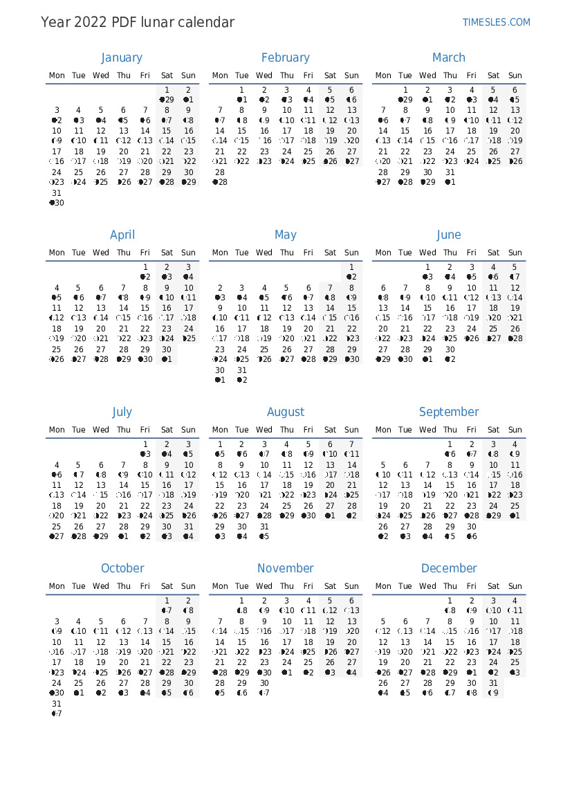 Lunar Calendar For August 2022 Download Lunar Calendar