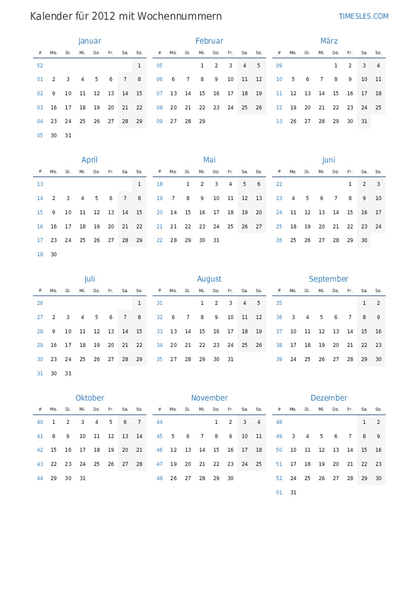 Oktober 2012 kalender