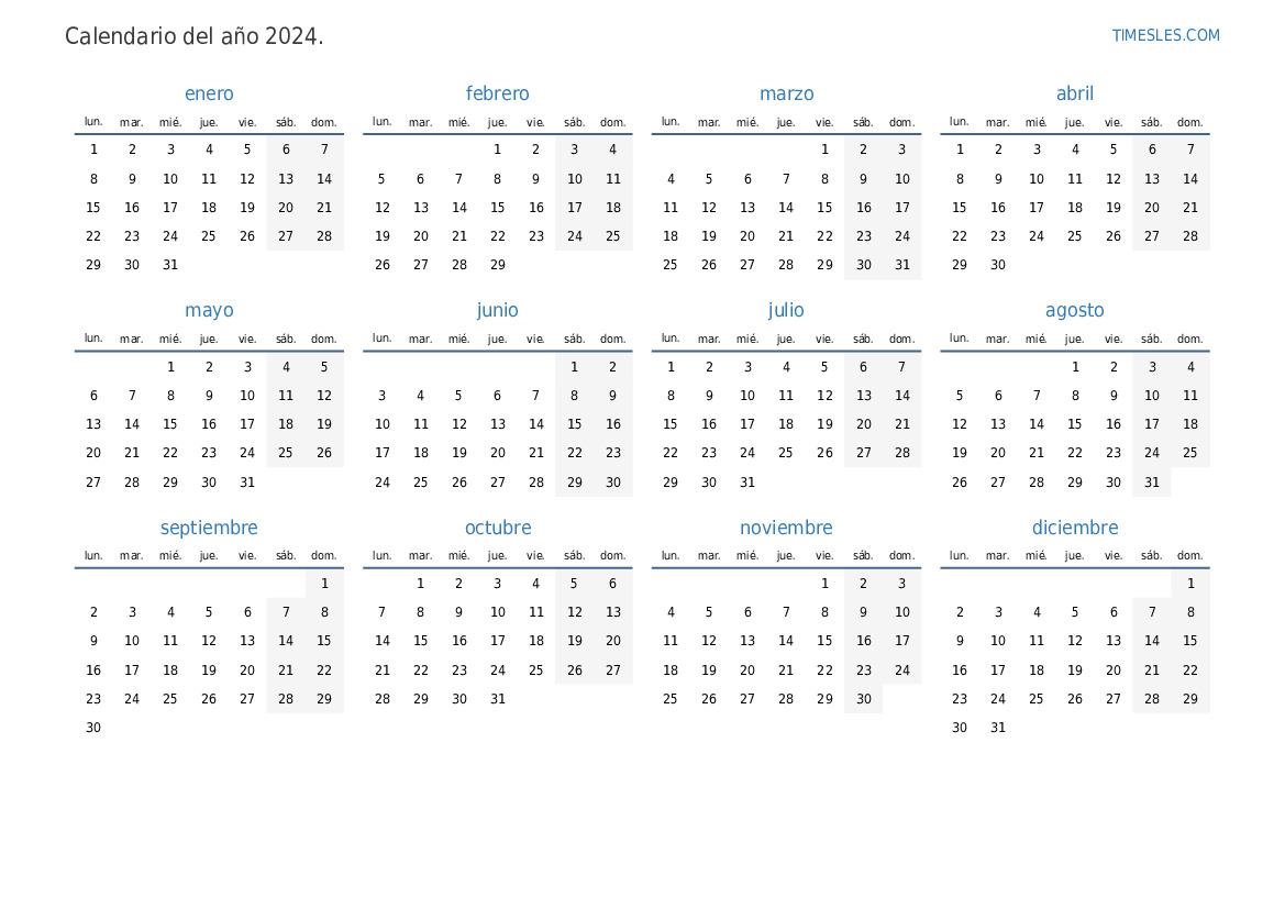 Calendar Yearly 2024 L Es 