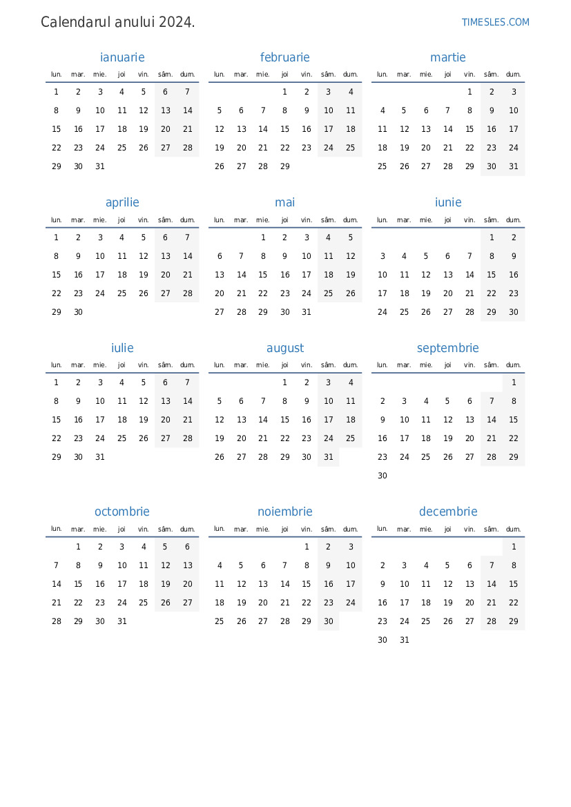 Calendar pentru anul 2024 cu sărbători în Kârgâzstan Imprimați și