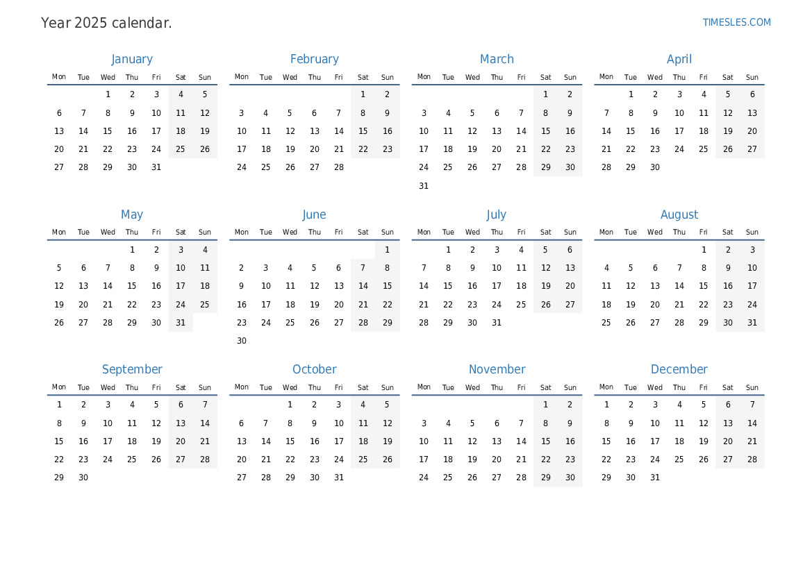 Calendar for 2025 with holidays in Mauritius Print and download calendar