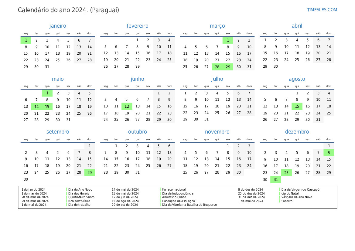 Calendar Yearly 2024 L Pt Paraguay 162 