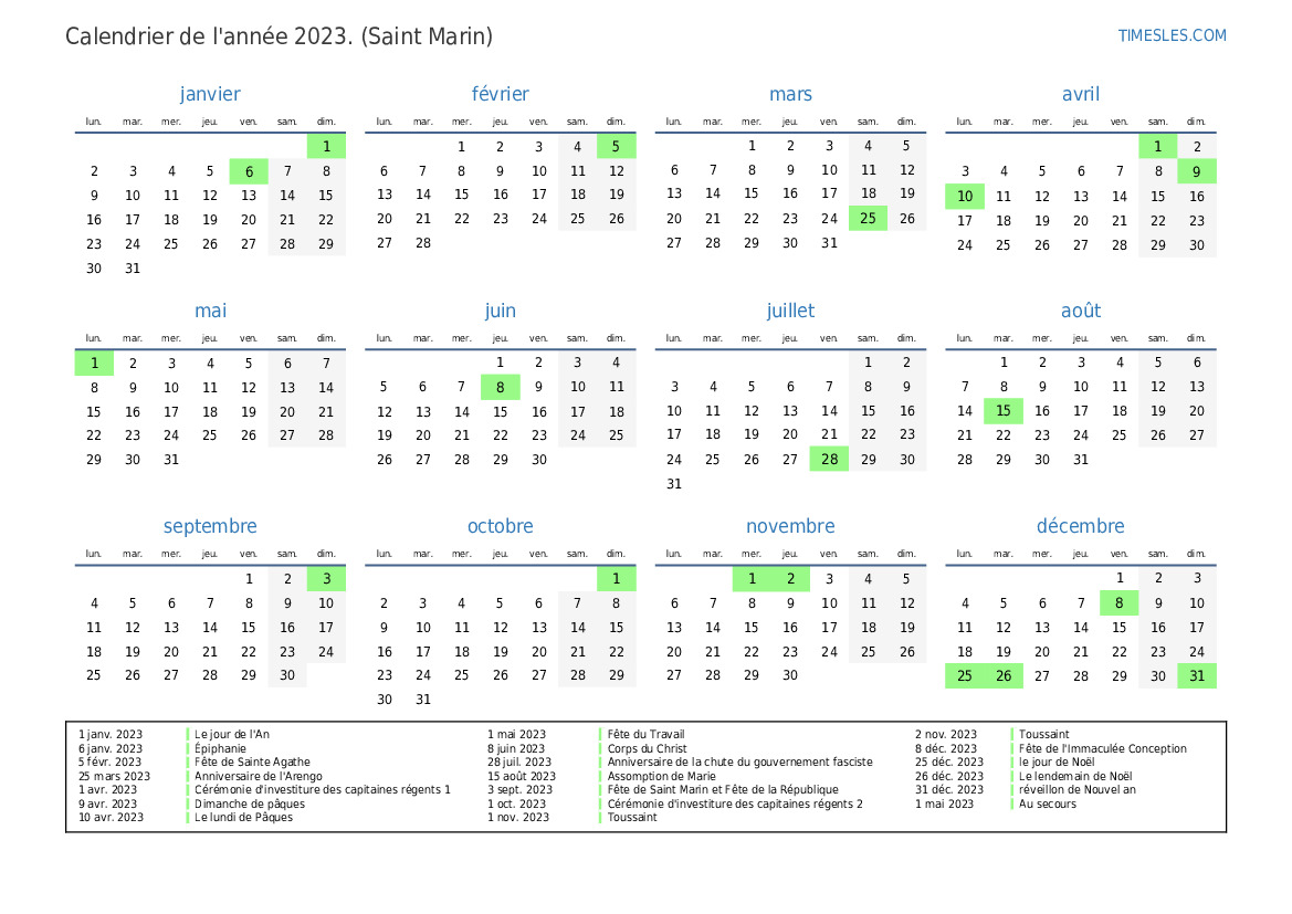 Calendrier Saint Mai 2023 Calendrier 2023 Avec Jours Fériés À Saint-Marin | Imprimer Et Télécharger  Le Calendrier