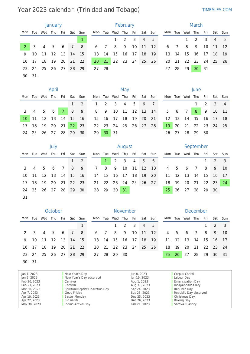 Holidays And Observances In Trinidad And Tobago In 2027 Easter 2023 