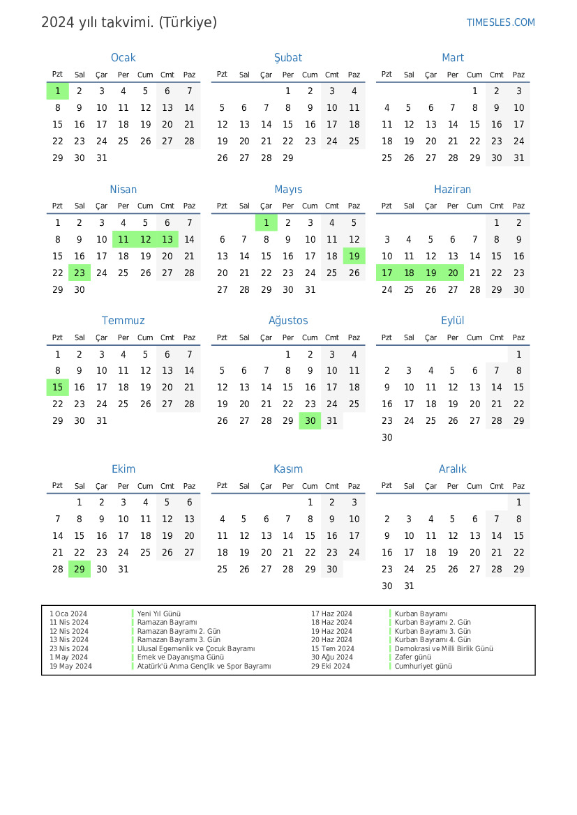 Calendar Yearly 2024 P Tr Turkey 213 