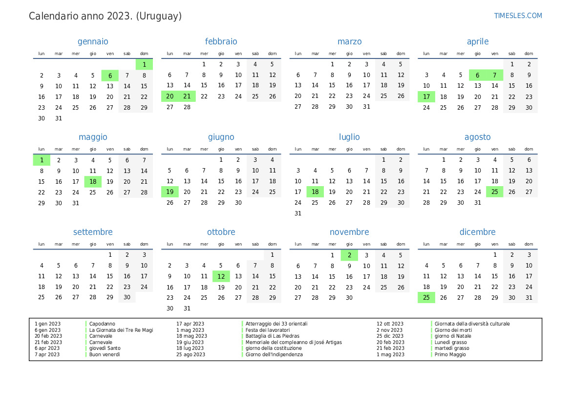 Calendario De Uruguay 2023 Imprimir El Pdf Gratis IMAGESEE