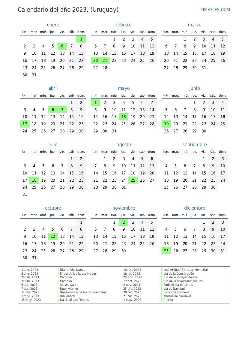 Calendario 2024 Uruguay Con Feriados Best Amazing Famous School