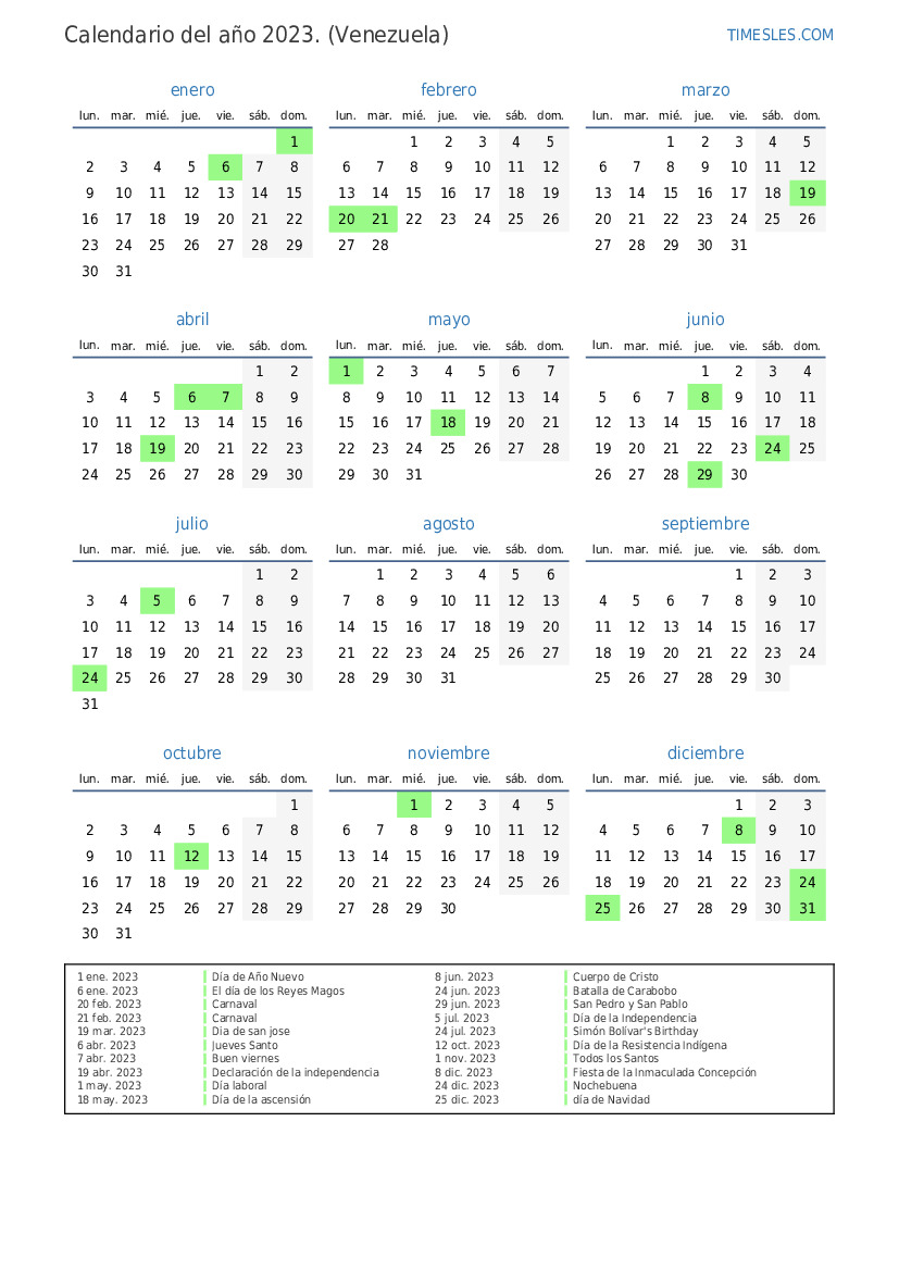 Calendario Con Festivos Venezuela Para Imprimir Super Coloring The